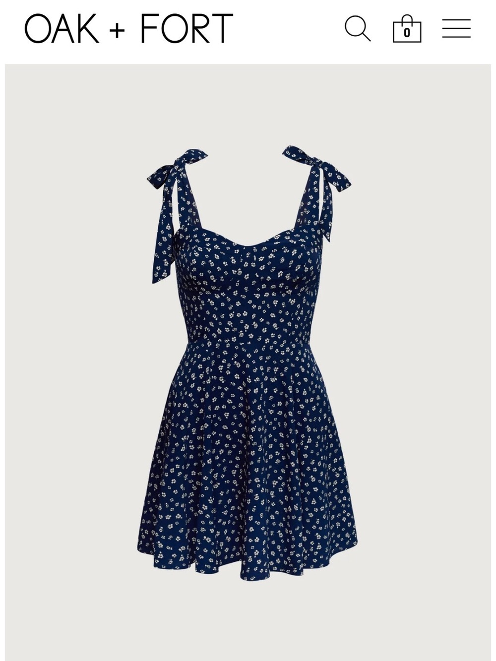 OAK + FORT Navy Floral Tie-Shoulder Mini Dress